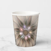 Joyful Flower Abstract Beige Brown Floral Fractal Papieren Bekers (Achterkant)