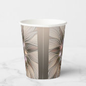 Joyful Flower Abstract Beige Brown Floral Fractal Papieren Bekers (Rechts)