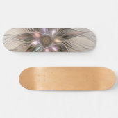 Joyful Flower Abstract Beige Brown Floral Fractal Persoonlijk Skateboard (Horizontaal)