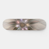 Joyful Flower Abstract Beige Brown Floral Fractal Persoonlijk Skateboard (Horizontaal)