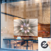 Joyful Flower Abstract Beige Brown Floral Fractal Raamsticker (Cafe Raam)