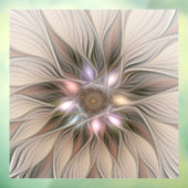Joyful Flower Abstract Beige Brown Floral Fractal Raamsticker (Vel 3)