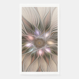 Joyful Flower Abstract Beige Brown Floral Fractal Servet