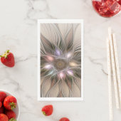 Joyful Flower Abstract Beige Brown Floral Fractal Servet (Insitu)