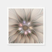 Joyful Flower Abstract Beige Brown Floral Fractal Servet (Voorkant)