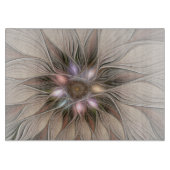 Joyful Flower Abstract Beige Brown Floral Fractal Snijplank (Voorkant)