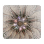 Joyful Flower Abstract Beige Brown Floral Fractal Snijplank (Voorkant)