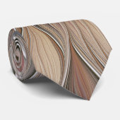 Joyful Flower Abstract Beige Brown Floral Fractal Stropdas (Opgerold)