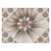 Joyful Flower Abstract Beige Brown Floral Fractal Tafelkleed (Voorkant (Horizontaal))
