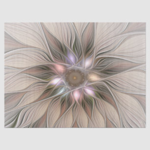 Joyful Flower Abstract Beige Brown Floral Fractal Tissuepapier