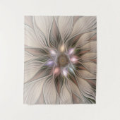 Joyful Flower Abstract Beige Brown Floral Fractal Wandkleed (Voorkant)