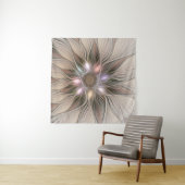 Joyful Flower Abstract Beige Brown Floral Fractal Wandkleed (In Situ (horizontaal))