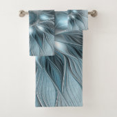 Joyful Flower Abstract Blue Gray Floral Fractal Bad Handdoek (Insitu)