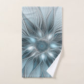 Joyful Flower Abstract Blue Gray Floral Fractal Bad Handdoek (Handdoek)