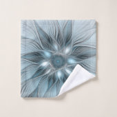 Joyful Flower Abstract Blue Gray Floral Fractal Bad Handdoek (Wasdoekje)