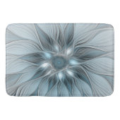 Joyful Flower Abstract Blue Gray Floral Fractal Badmat (Voorkant)
