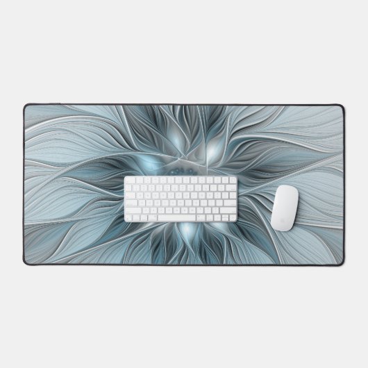 Joyful Flower Abstract Blue Gray Floral Fractal Bureaumat (Keyboard & Muis)