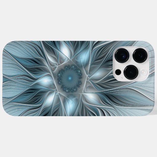 Joyful Flower Abstract Blue Gray Floral Fractal Case-Mate iPhone Case (Achterkant (horizontaal))