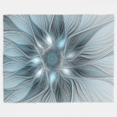 Joyful Flower Abstract Blue Gray Floral Fractal Fleece Deken (Voorkant (Horizontaal))