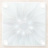 Joyful Flower Abstract Blue Gray Floral Fractal Glazen Onderzetter (Achterkant)