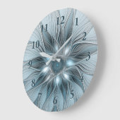 Joyful Flower Abstract Blue Gray Floral Fractal Grote Klok (Hoek)