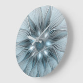Joyful Flower Abstract Blue Gray Floral Fractal Grote Klok (Hoek)