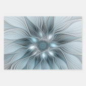 Joyful Flower Abstract Blue Gray Floral Fractal Inpakpapier Vel (Voorkant 3)