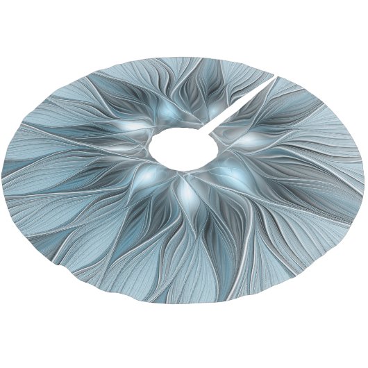 Joyful Flower Abstract Blue Gray Floral Fractal Kerstboom Rok (Gekanteld)