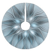 Joyful Flower Abstract Blue Gray Floral Fractal Kerstboom Rok (Voorkant)