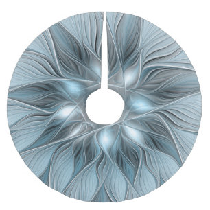 Joyful Flower Abstract Blue Gray Floral Fractal Kerstboom Rok