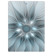 Joyful Flower Abstract Blue Gray Floral Fractal Klembord (Achterkant)