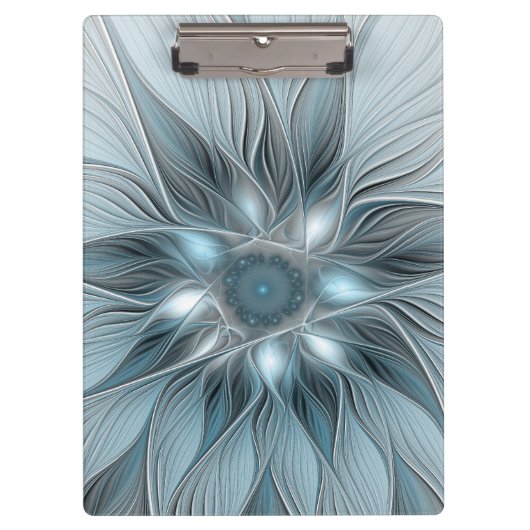 Joyful Flower Abstract Blue Gray Floral Fractal Klembord (Voorkant)