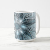 Joyful Flower Abstract Blue Gray Floral Fractal Koffiemok (Voorkant rechts)