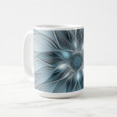 Joyful Flower Abstract Blue Gray Floral Fractal Koffiemok (Voorkant links)