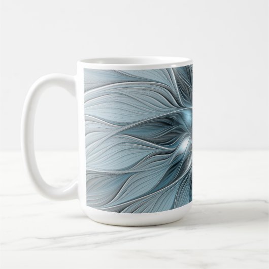 Joyful Flower Abstract Blue Gray Floral Fractal Koffiemok (Links)