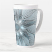 Joyful Flower Abstract Blue Gray Floral Fractal Latte Mok (Rechterhoek)