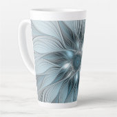 Joyful Flower Abstract Blue Gray Floral Fractal Latte Mok (Linkerhoek)