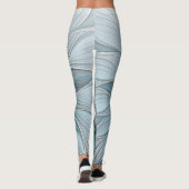 Joyful Flower Abstract Blue Gray Floral Fractal Leggings (Achterkant)
