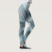 Joyful Flower Abstract Blue Gray Floral Fractal Leggings (Rechts)