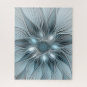Joyful Flower Abstract Blue Gray Floral Fractal Legpuzzel (Verticaal)