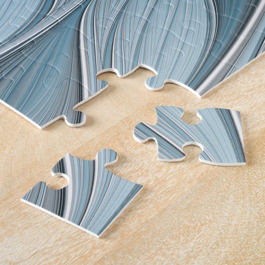 Joyful Flower Abstract Blue Gray Floral Fractal Legpuzzel (Zijkant)