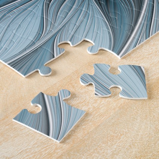 Joyful Flower Abstract Blue Gray Floral Fractal Legpuzzel (Zijkant)