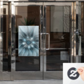 Joyful Flower Abstract Blue Gray Floral Fractal Raamsticker (Kantoordeur)