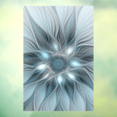 Joyful Flower Abstract Blue Gray Floral Fractal Raamsticker (Vel 3)