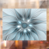 Joyful Flower Abstract Blue Gray Floral Fractal Raamsticker (Vel 2)