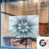 Joyful Flower Abstract Blue Gray Floral Fractal Raamsticker (Cafe Raam)