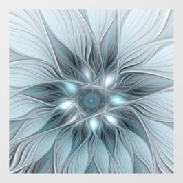 Joyful Flower Abstract Blue Gray Floral Fractal Raamsticker