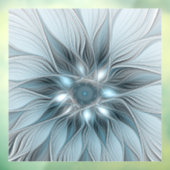 Joyful Flower Abstract Blue Gray Floral Fractal Raamsticker (Vel 3)