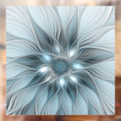Joyful Flower Abstract Blue Gray Floral Fractal Raamsticker (Vel 2)