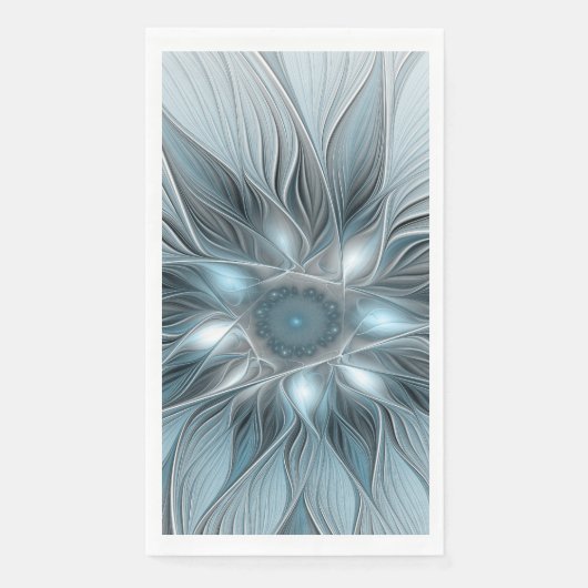 Joyful Flower Abstract Blue Gray Floral Fractal Servet (Voorkant)